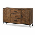 Aparador de madera de acacia marrón con patas metálicas 150x40x80 cm