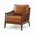 Sillón de madera y cuero PU marrón 74x85x90 cm