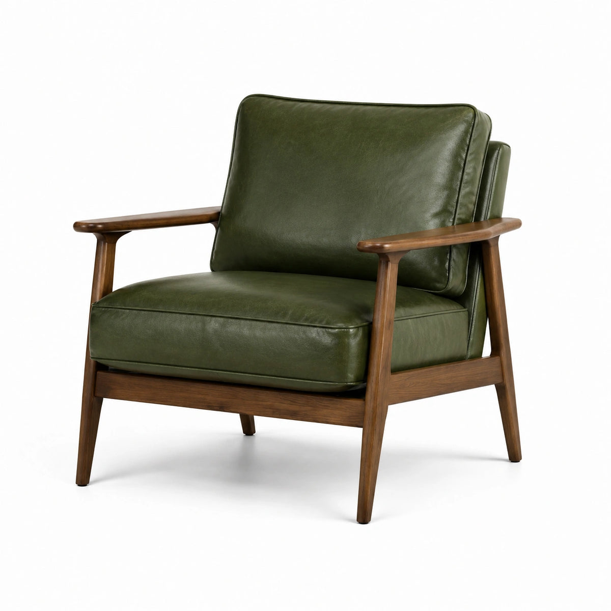 Sillón de Madera y Cuero Verde