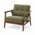 Sillón de madera de nogal y tela de poliéster verde