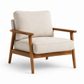 Sillón de tela beige con estructura de madera 75x80x90cm
