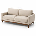 Sofá de dos plazas beige tela y madera 200x90x85 cm