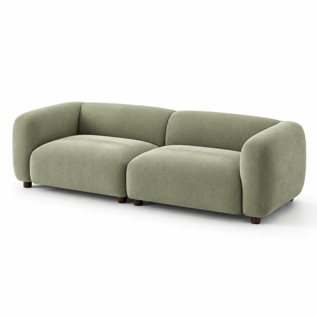 Sofá de dos plazas de pana verde 200 cm