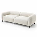 Sofá de dos plazas de tela poliéster beige con patas de metal 210x90x75 cm