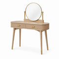 Tocador de Madera y Metal con Espejo Circular
