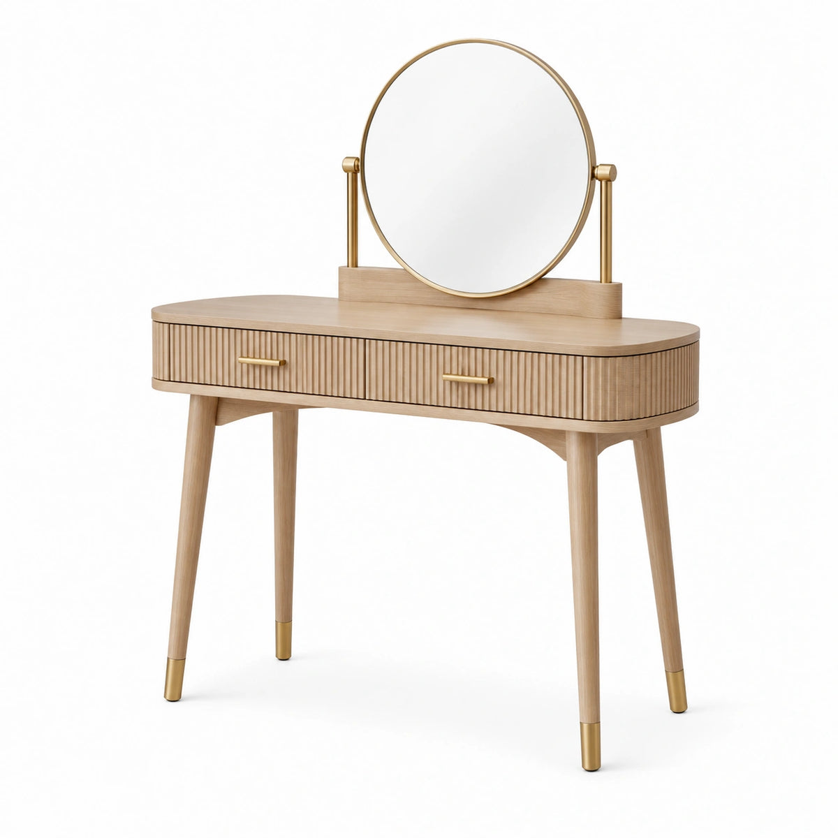 Tocador de Madera y Metal con Espejo Circular