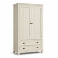Armario de madera con puertas y cajones color marfil 180x80x50 cm