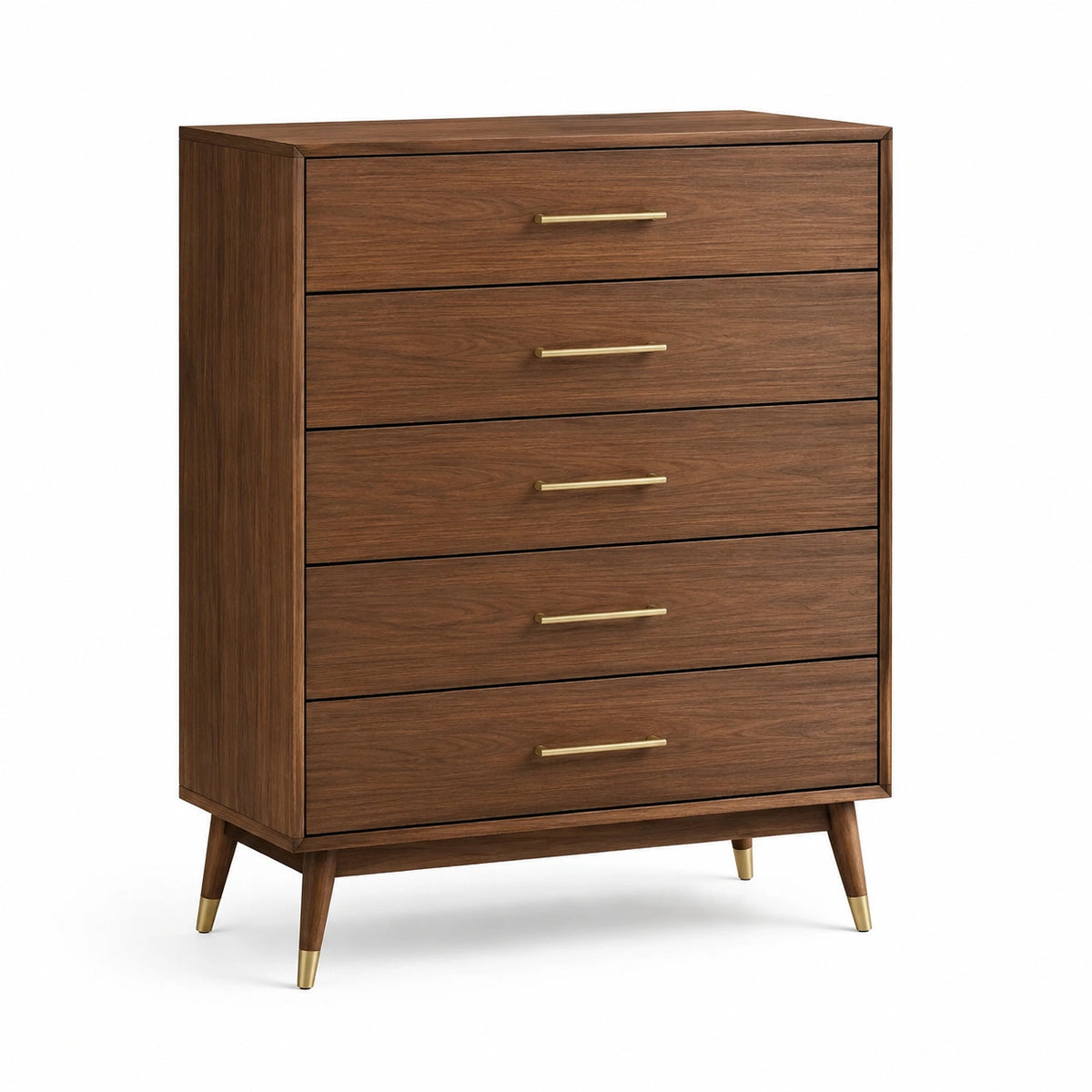 Cajonera de Madera con Asas de Metal Dorado y 5 Cajones