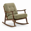 Silla mecedora de madera con cojín de lino verde