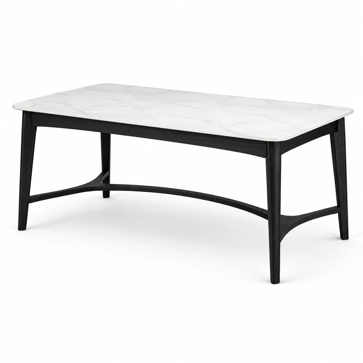 Mesa de comedor rectangular de mármol y madera de roble 150x75 cm