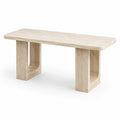Mesa de comedor de piedra travertino beige 200x90x75 cm