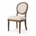 Silla de comedor de madera y lino beige 45x50x95 cm